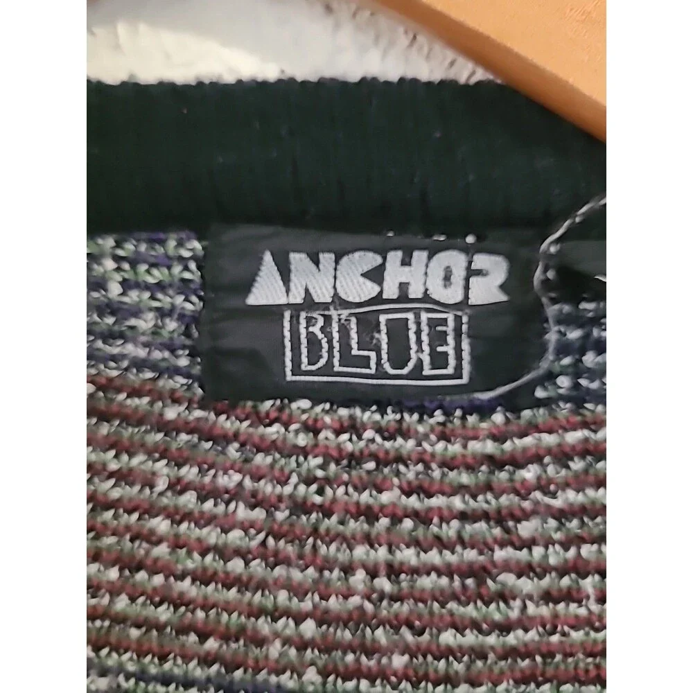 Vtg Anchor Blue Cardigan Sweater Mens S 90s Grunge Grandpa Cosby Preppy Y2K